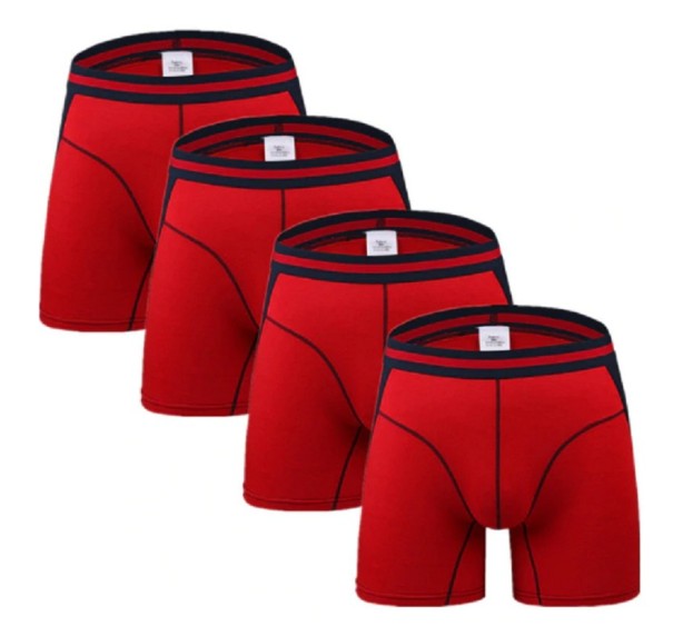 Heren lange boxershorts - 4 stuks A1717 rood XS