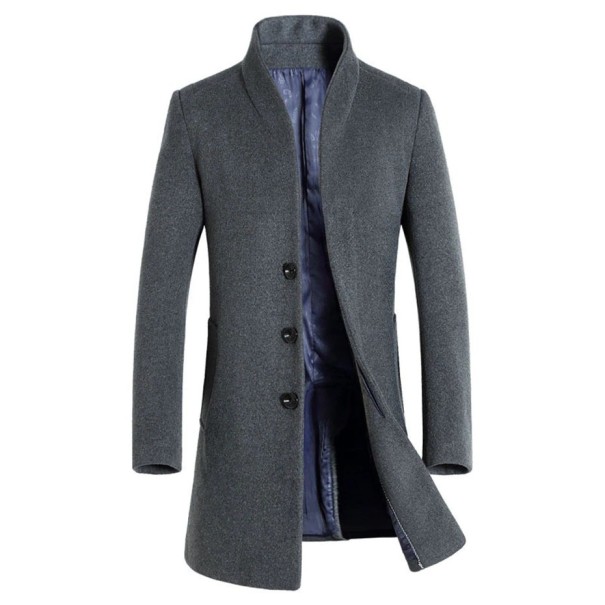 Heren lange elegante jas J977 grijs XL