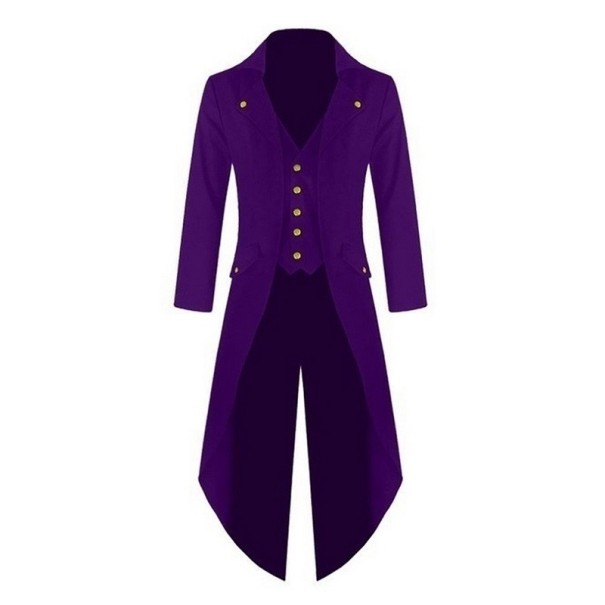 Heren lange jas Tailcoat J2689 purper XXS