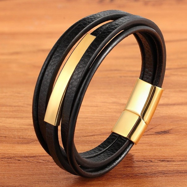 Heren leren armband H375 21 cm 5