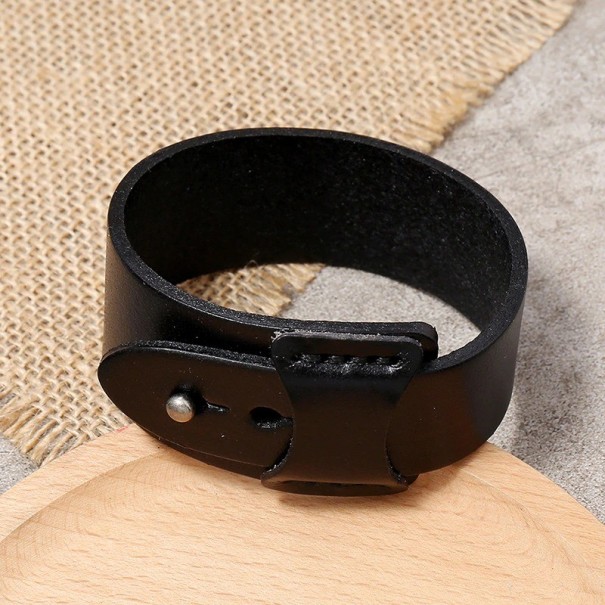 Heren leren armband H425 zwart
