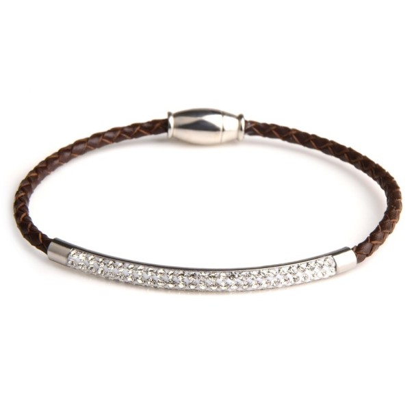Heren leren armband H432 bruin 17 cm