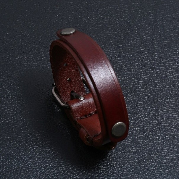 Heren leren armband H621 donkerbruin