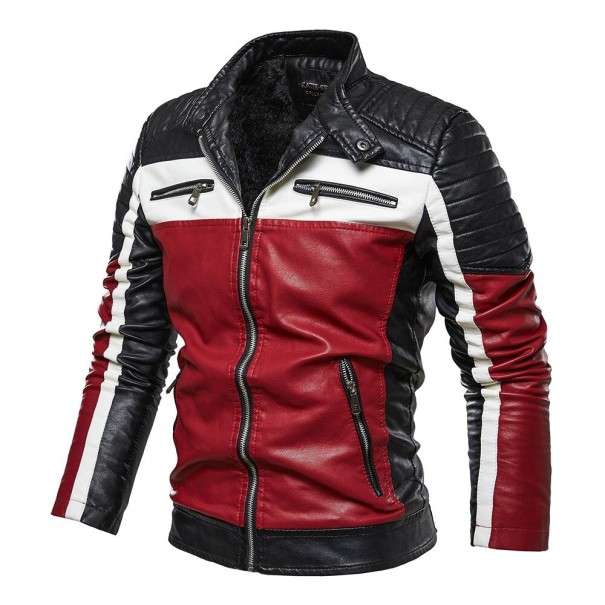 Heren leren jas A2645 rood XL
