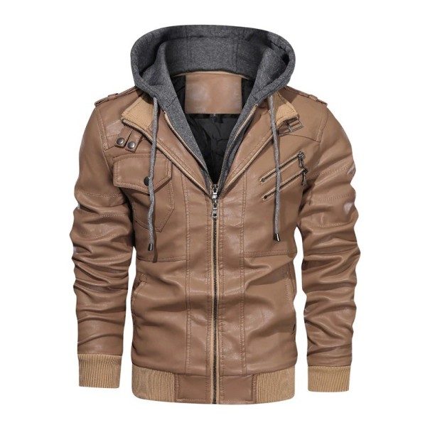 Heren leren jas beige S 1