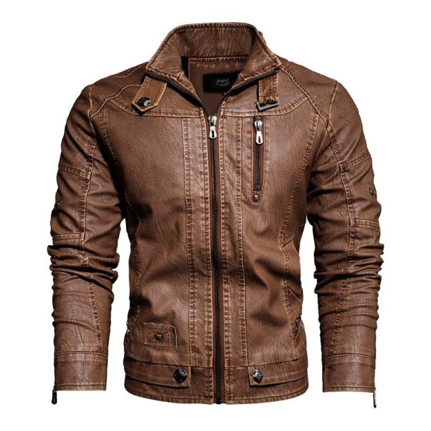 Heren leren jas F1058 bruin L 2