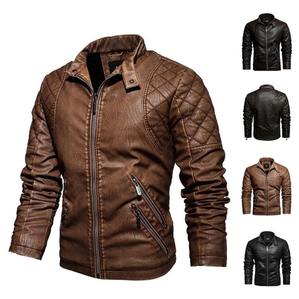 Heren leren jas F1058