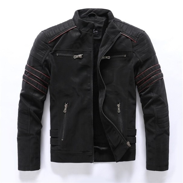 Heren leren jas F1070 zwart S
