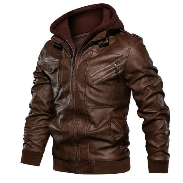 Heren leren jas F1089 bruin 3XL 1
