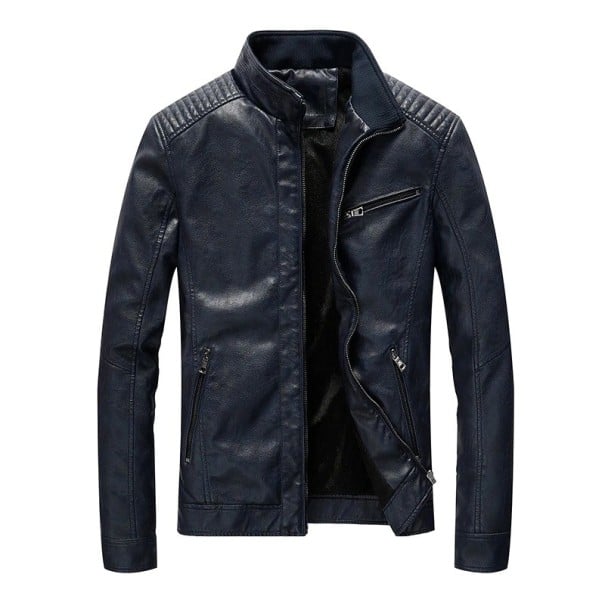 Heren leren jas F1091 donkerblauw XXS