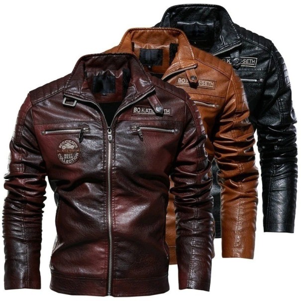 Heren leren jas F1147
