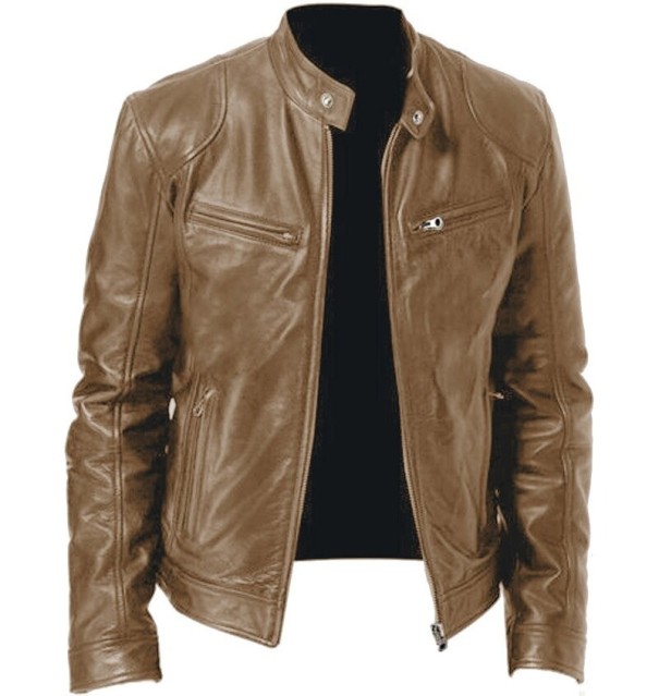 Heren leren jas F1189 bruin XS