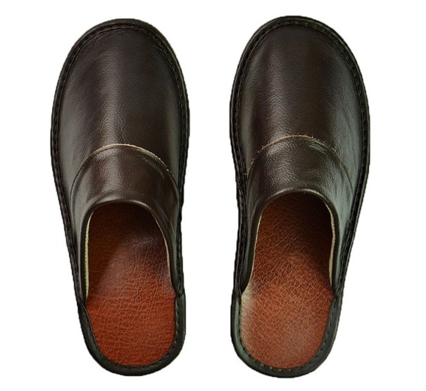 Heren leren pantoffels Orlando donkerbruin 40