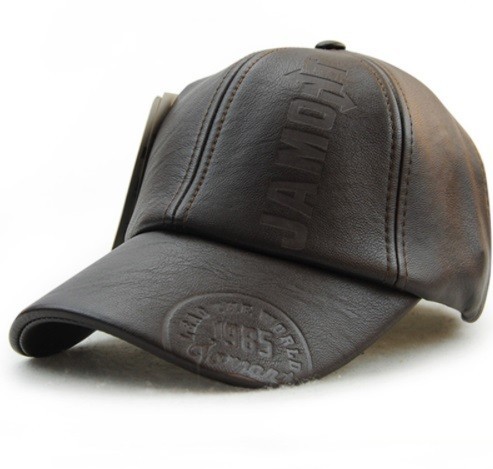 Heren leren pet - 2 designs donkerbruin