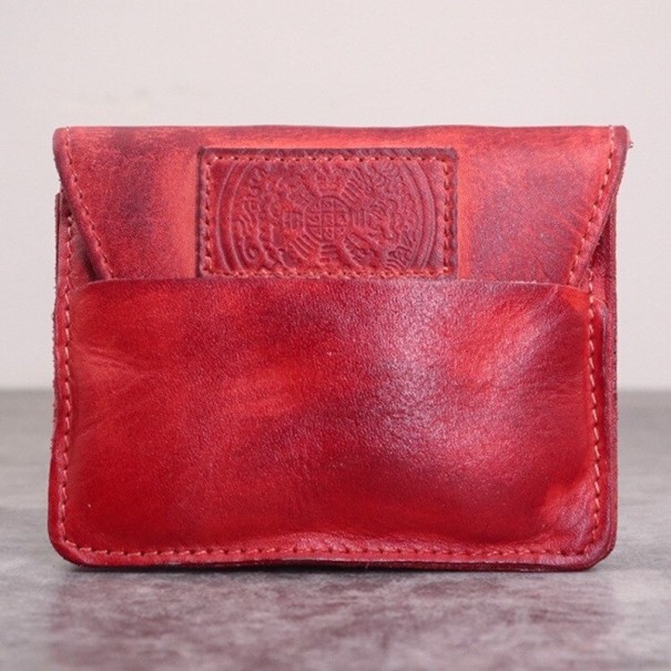 Heren leren portemonnee klein M639 rood