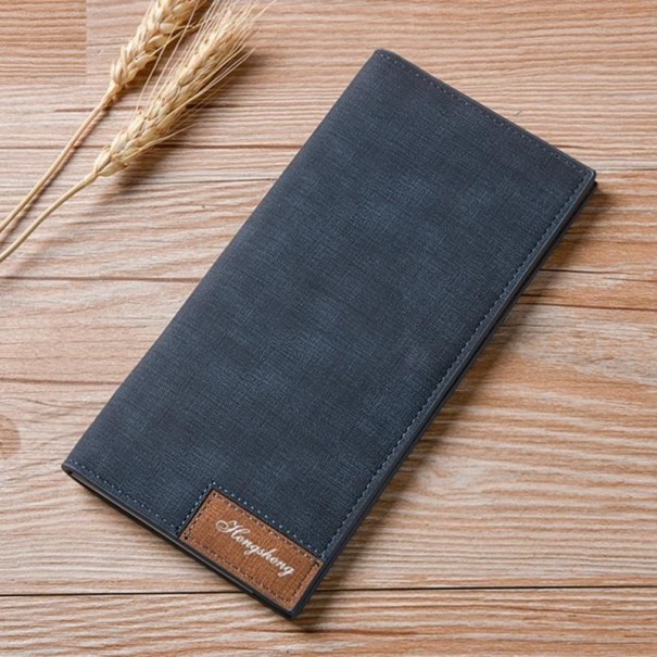Heren leren portemonnee M448 donkerblauw