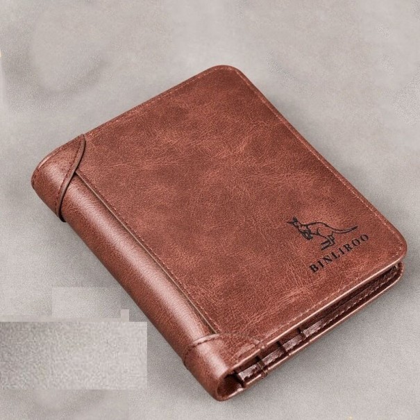 Heren leren portemonnee M572 bruin 2