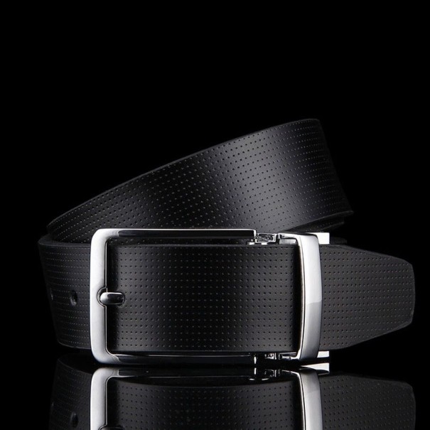 Heren leren riem L307 zwart 120 cm
