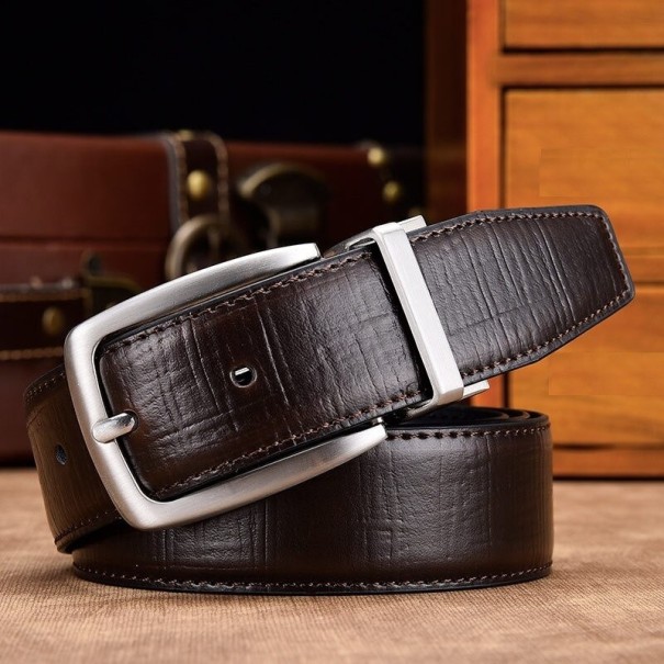 Heren leren riem L394 donkerbruin 110 cm