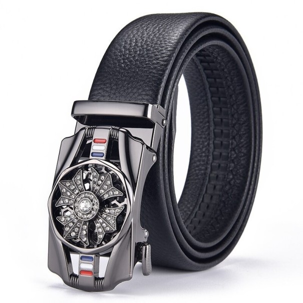 Heren leren riem L499 zwart 125 cm