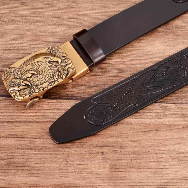Heren leren riem met adelaar L414