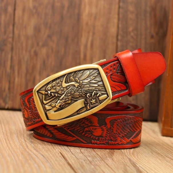 Heren leren riem met adelaar L481 125 cm 3