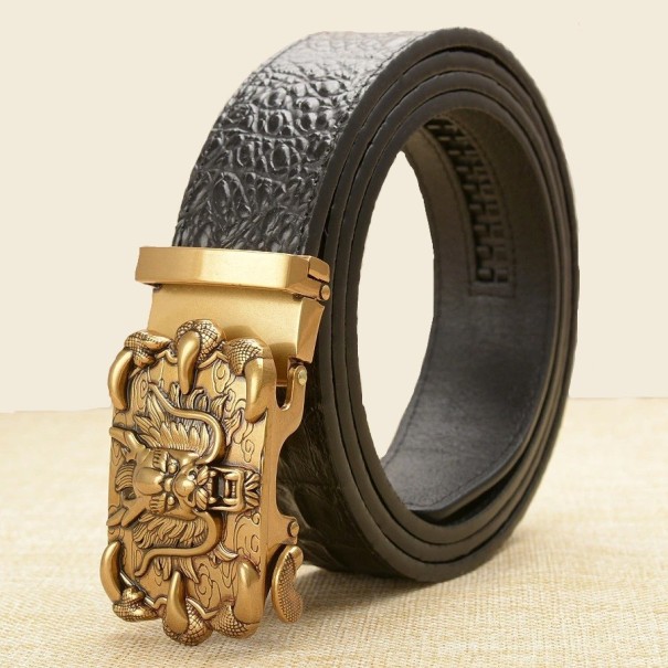 Heren leren riem met draak L392 115 cm 3
