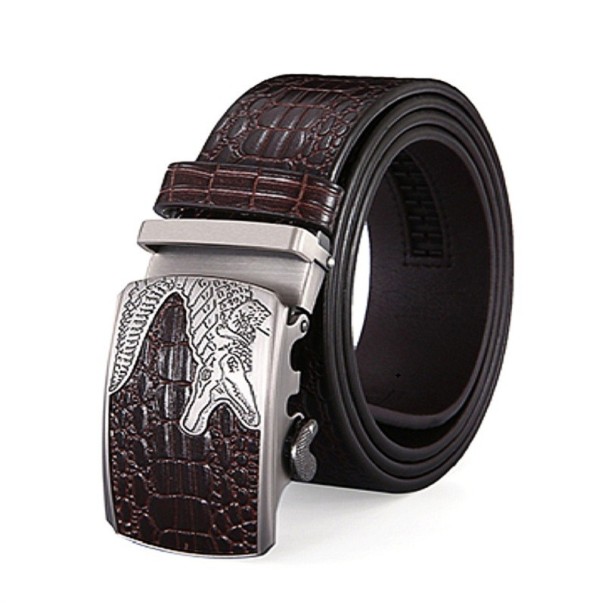 Heren leren riem met krokodil L428 115 cm 4