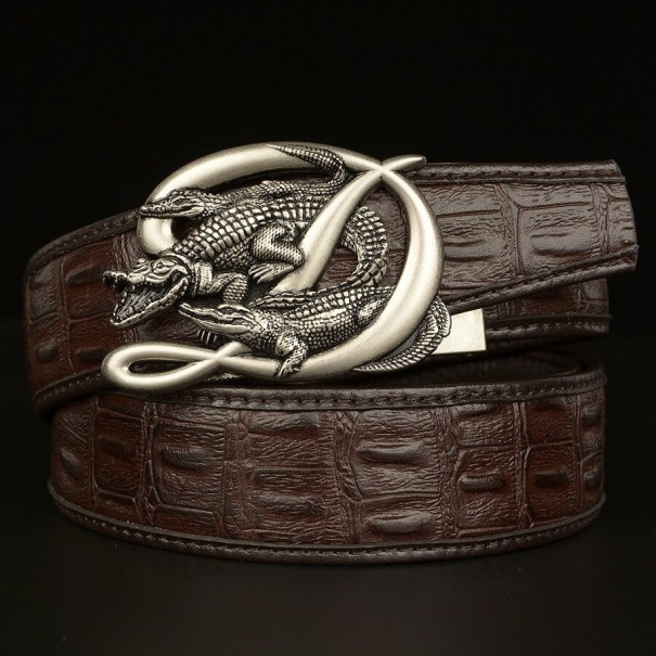 Heren leren riem met krokodillen 120 cm 9