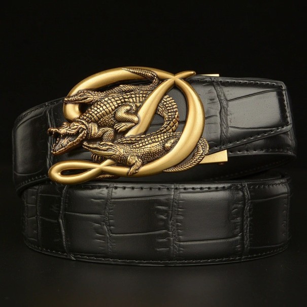 Heren leren riem met krokodillen 130 cm 3