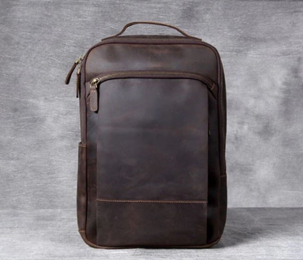 Heren leren rugzak E1057 donkerbruin