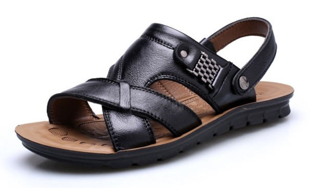 Heren leren sandalen Sam zwart 41