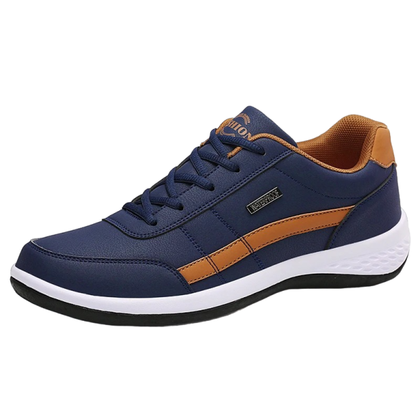 Heren leren schoenen antislipzool heren gevulkaniseerde sneakers ademend donkerblauw 40