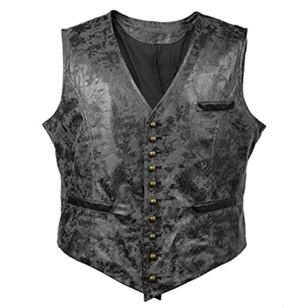 Heren leren vest zwart M