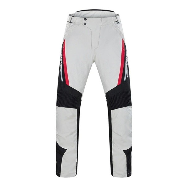 Heren motorbroek Nylon broek met rits en zakken Waterdicht Winddicht voor motorrijden wit S