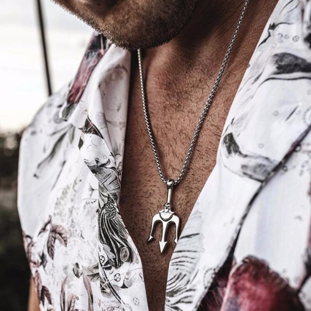 Heren Neptunus Drietand Ketting