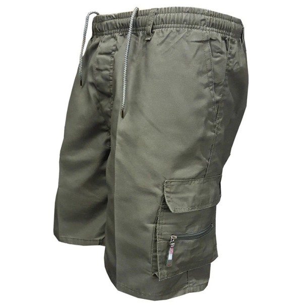 Heren outdoor cargo shorts knielengte Losse pasvorm Praktische zakken Elastische taille Comfortabele shorts voor wandelen en vrije tijd in de natuur legergroen XXS