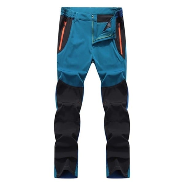 Heren outdoorbroek voor wandelen en kamperen, slijtvast met elastische taille en versterkte panelen op de knieën en ritszakken blauw S