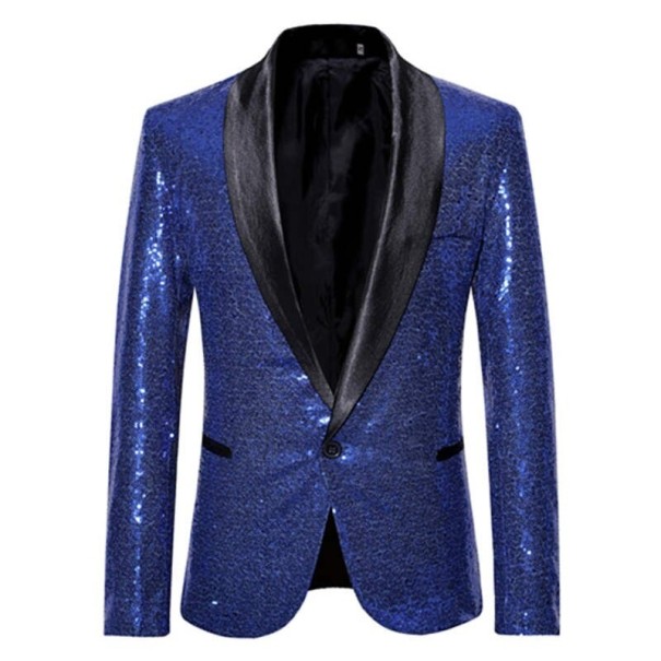 Heren paillettenjas F370 blauw M