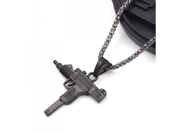 Heren pistool ketting zwart