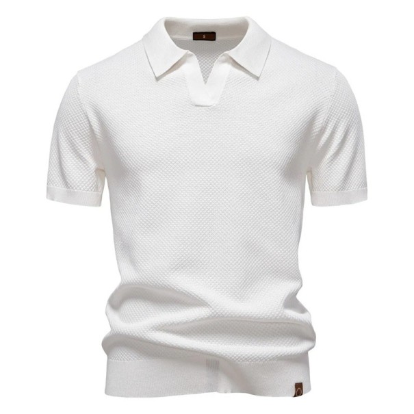 Heren polo met korte mouwen en kraag Effen elegante shirt van polyester en viscose voor dagelijks gebruik wit S