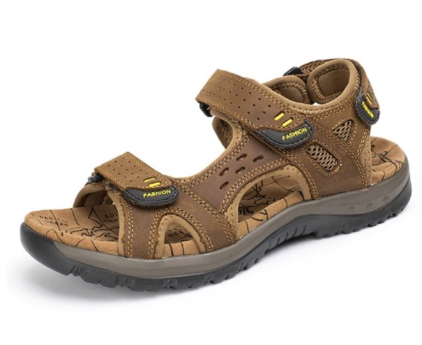 Heren sandalen met bandjes J2164 lichtbruin 42