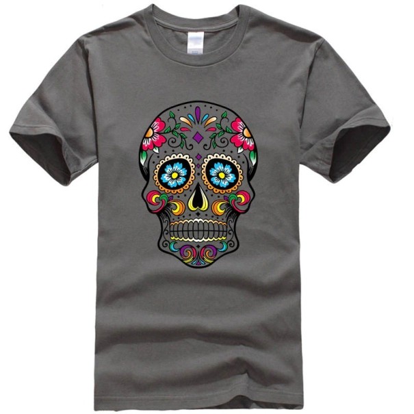 Heren schedel t-shirt T2056 donkergrijs L