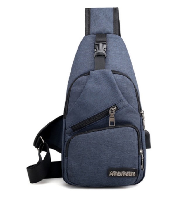 Heren schoudertas met USB-poort J2091 blauw