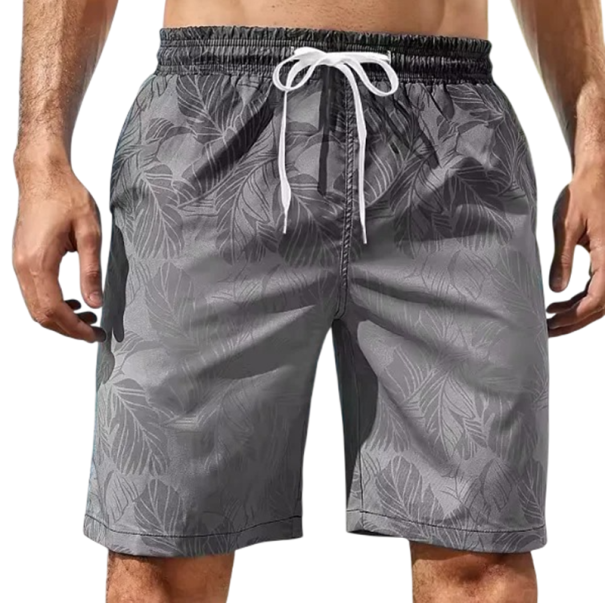 Heren shorts zwembroek Duhovaný design Potisk listů Tkanička in de taille Sneldrogend polyester Lichtgewicht materiaal Zomer strand zwembad grijs S