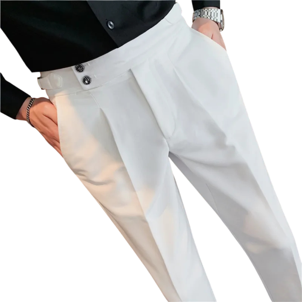 Heren sociale broeken met zakken Effen Elegant rechte snit Stijlvolle comfortabele broeken voor mannen voor werk, kantoor en feestelijke gelegenheden Polyester wit 32