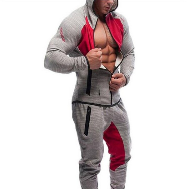 Heren sportset - Sweatshirt en broek J1447 lichtgrijs S