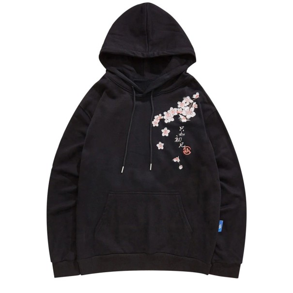 Heren sweatshirt met bloemen A2554 zwart L