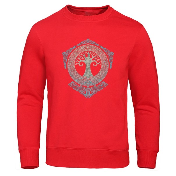 Heren sweatshirt met bomenprint F62 rood M