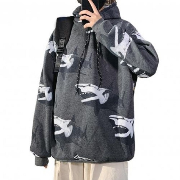 Heren sweatshirt met haaien grijs S